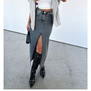 NWT!! white fox boutique maxi denim skirt